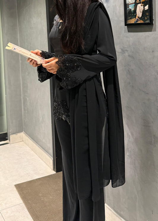 The timeless black silk 3 piece set